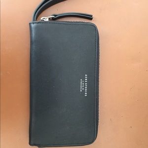 Black acne studios wallet with strap